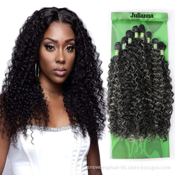 Julianna OEM ODM Attachment And Weaving Bob 14 Inch Wholesale Water Wave Ombre Synthetic Deep Micro Curly Weave Bundles Hair